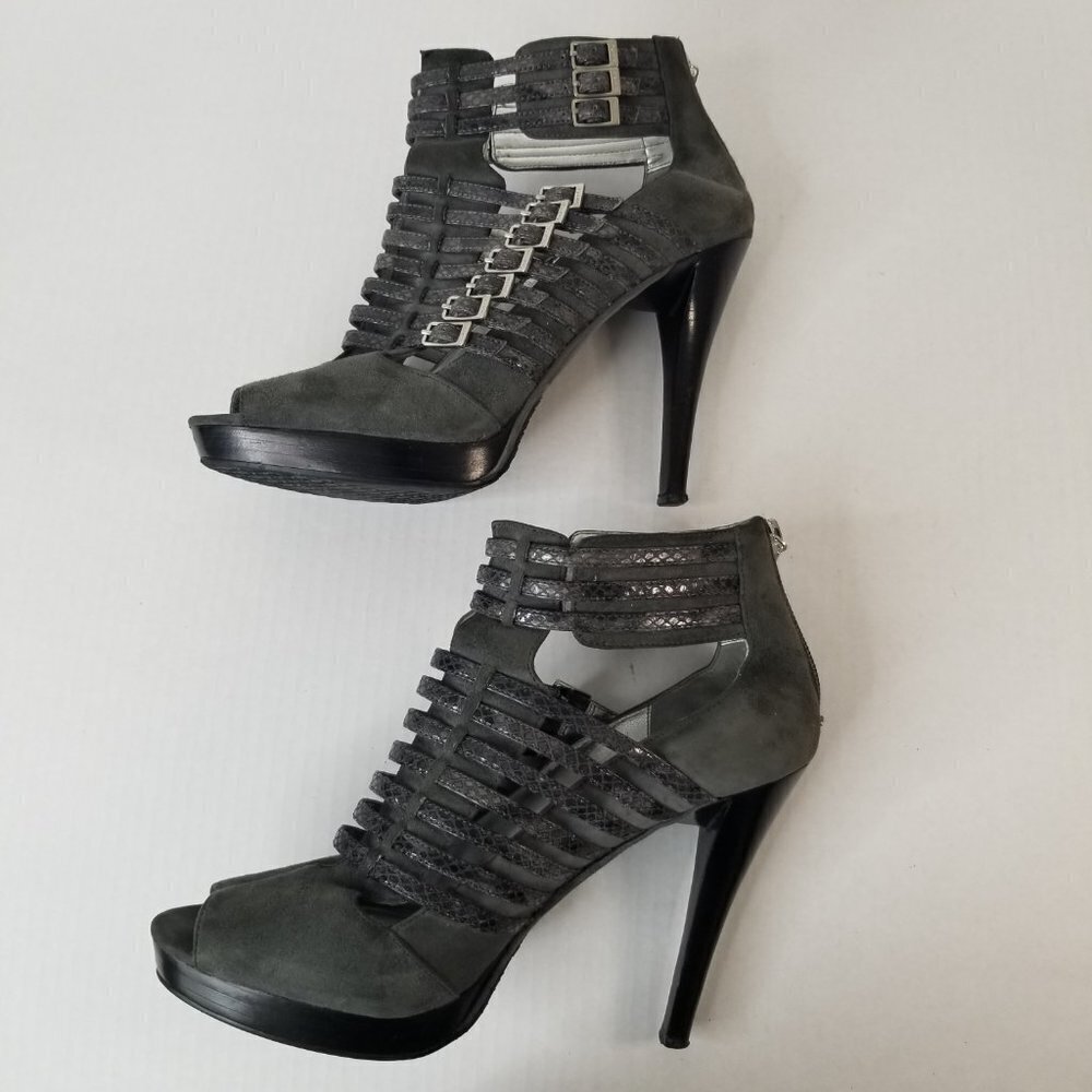 Calvin Klein Danica Platform Stiletto Heels Pumps Grey Suede Date Night Sz 9.5 - Picture 10 of 16